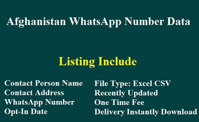 Afghanistan WhatsApp Number Data