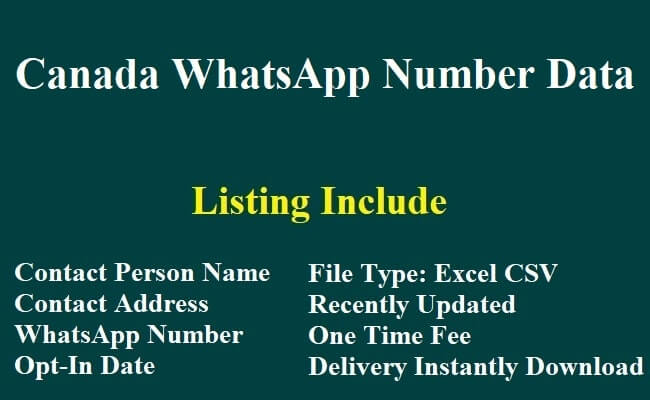 Canada WhatsApp Number Data